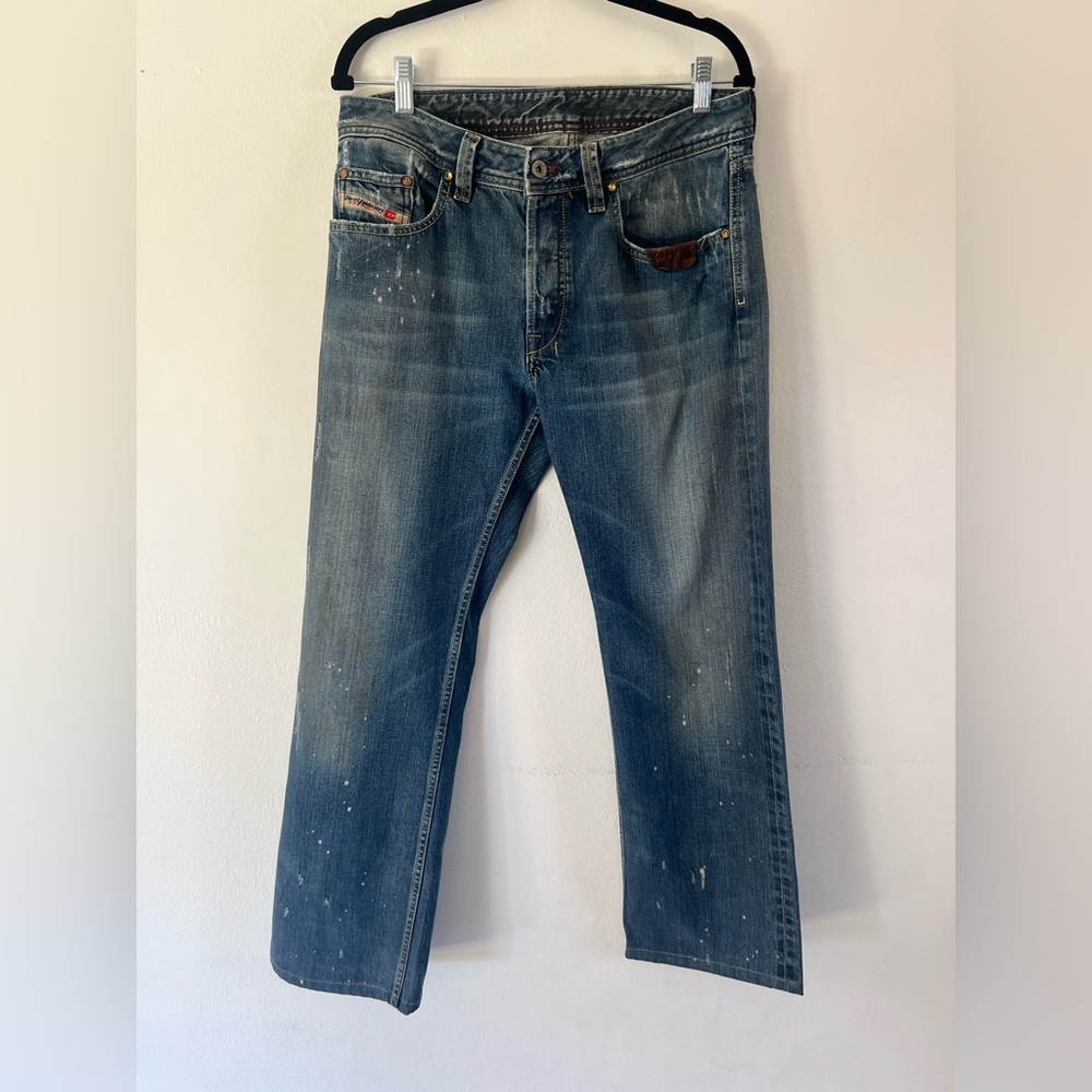 Diesel Industry Denim Straight Leg Distressed Mud Washed Made In Italy Jeans
